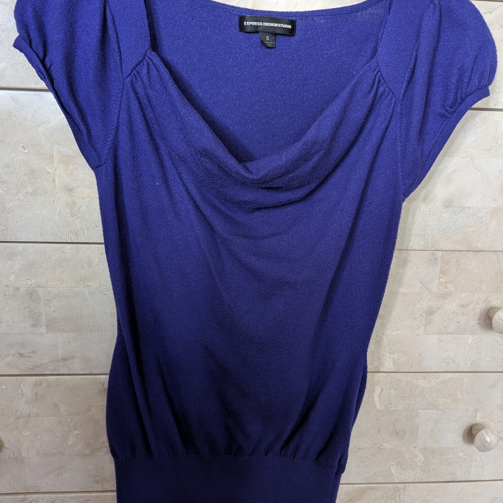 Express Deep Purple Cowl Neck Top